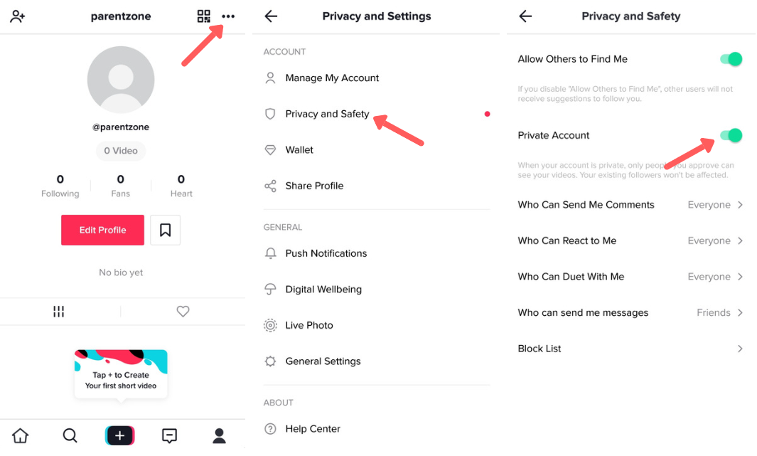 security profile tik tok